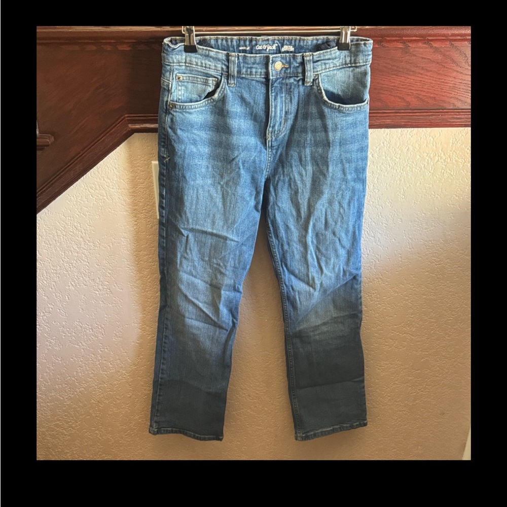 Cat & Jack Youth Kids Size 16 Denim Jeans With Expandable Waist Bootcut Pants